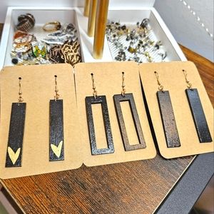 Set of 3 Deliciously Black Dangle Earrings